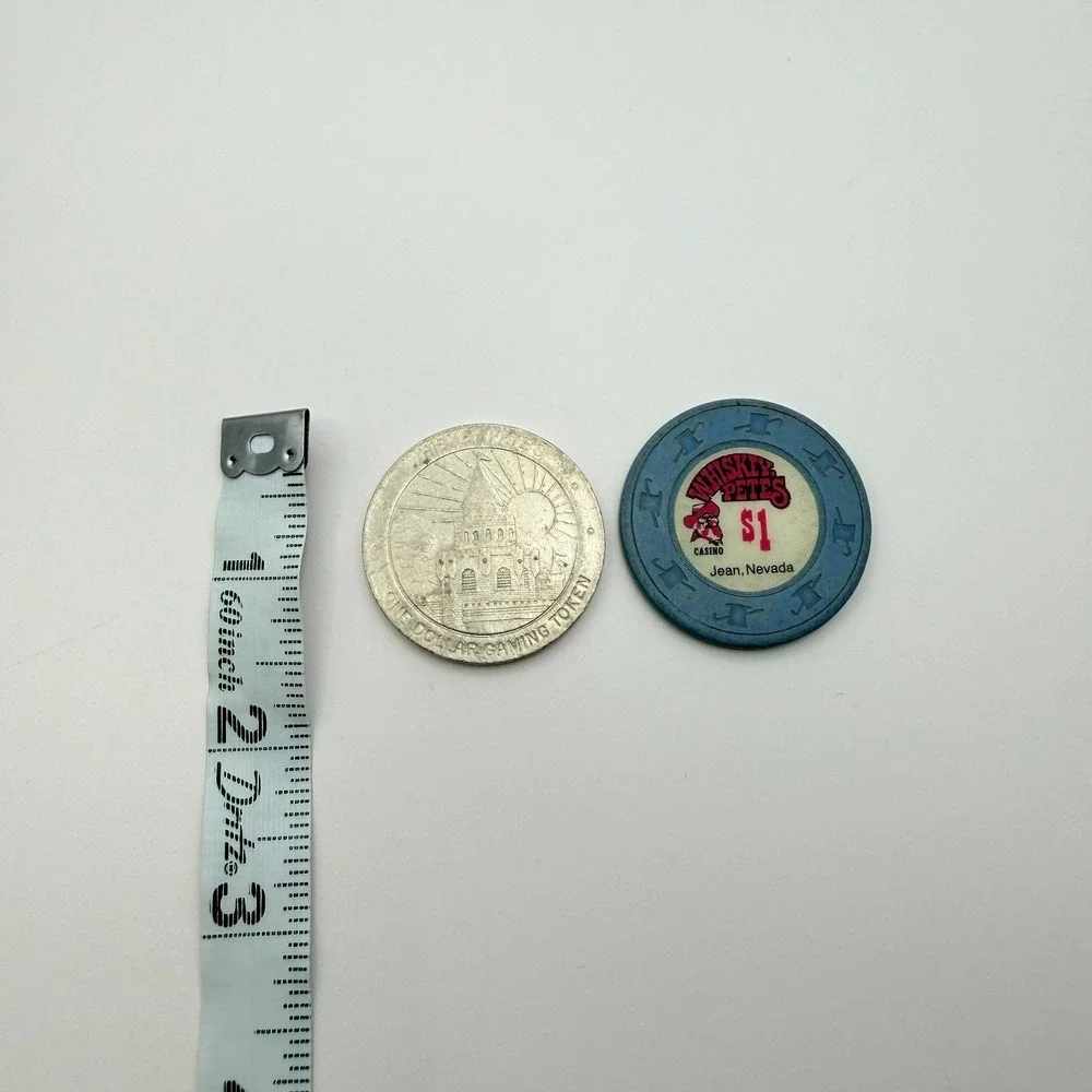 VTG 90s Whiskey Pete's Casino Jean Nevada $1 Gaming Token Blue Poker Chip Set